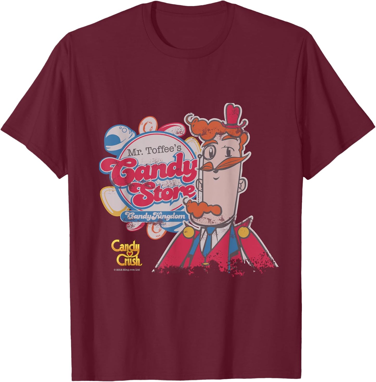 Candy Crush Mr Toffee T-Shirt - T-Shirt | Maroon