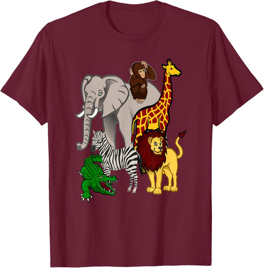 Zoo Animals Shirt Wildlife Birthday Party A Day At The Zoo T-Shirt - T-Shirt | Maroon