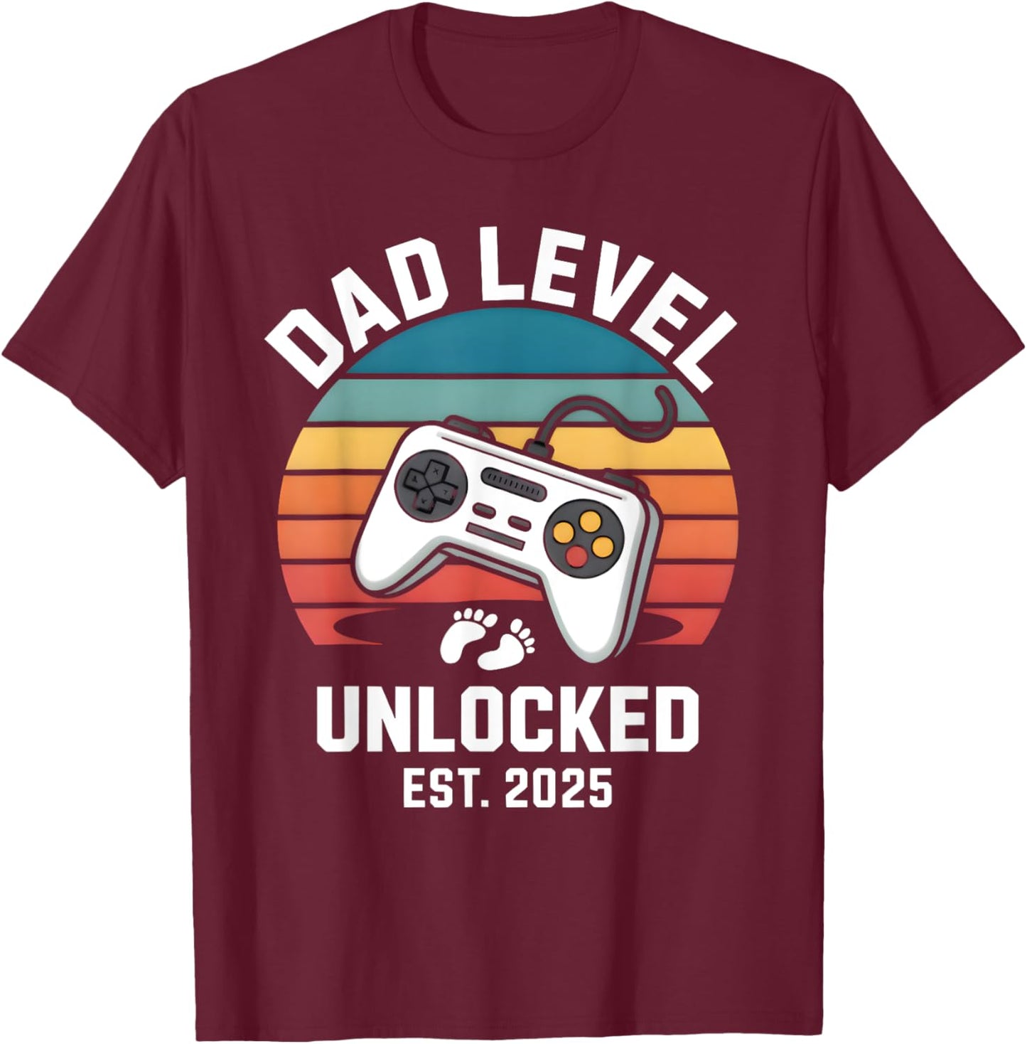 Dad Level Unlocked 2025 Funny Fathers Day Present (gifts) T-Shirt - T-Shirt | Maroon