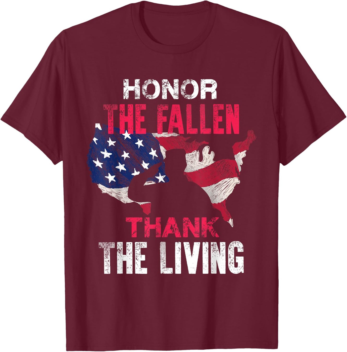 Honor The Fallen Veteran Themed Military Support T-Shirt - T-Shirt | Maroon