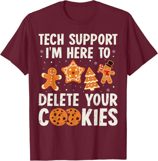 Tech Support Christmas Cookies Women Men Funny Christmas T-Shirt - T-Shirt | Maroon