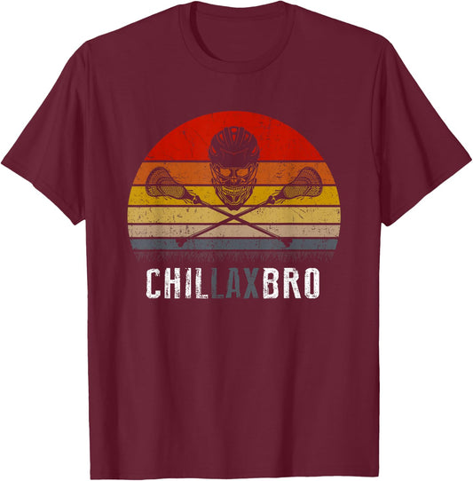 Lacrosse Chillax Bro Vintage , LAX Retro T-Shirt - T-Shirt | Maroon