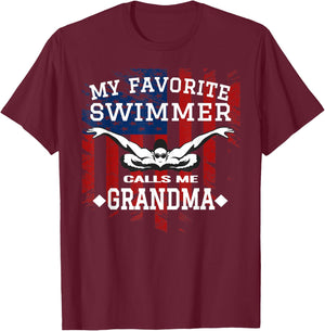 Swim Grandma Funny US American Flag Swimming Gift Men T-Shirt - T-Shirt | Maroon