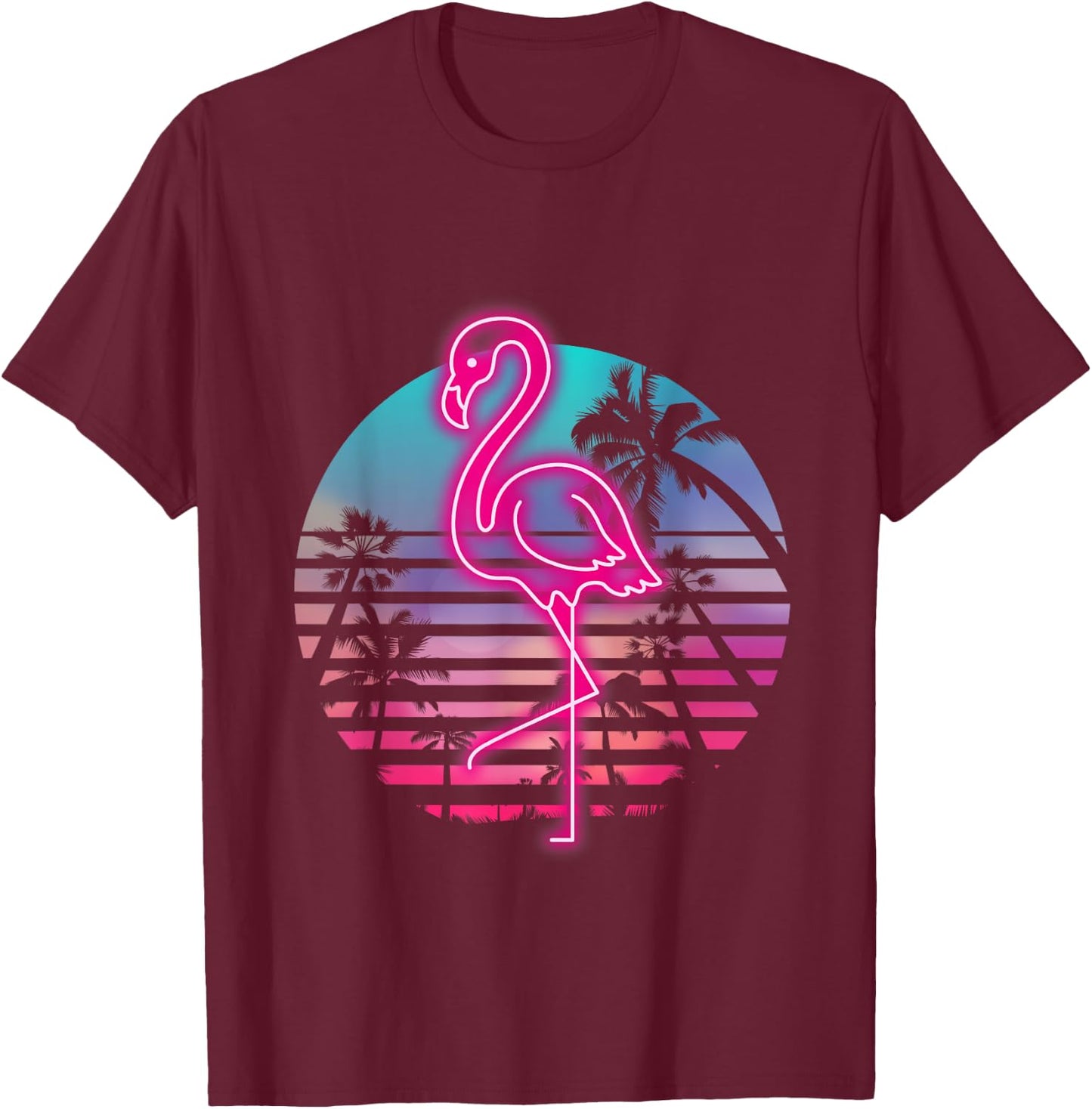 Zoo Animal Tropic Summer Sunrise Gift Flamingo T-Shirt - T-Shirt | Maroon