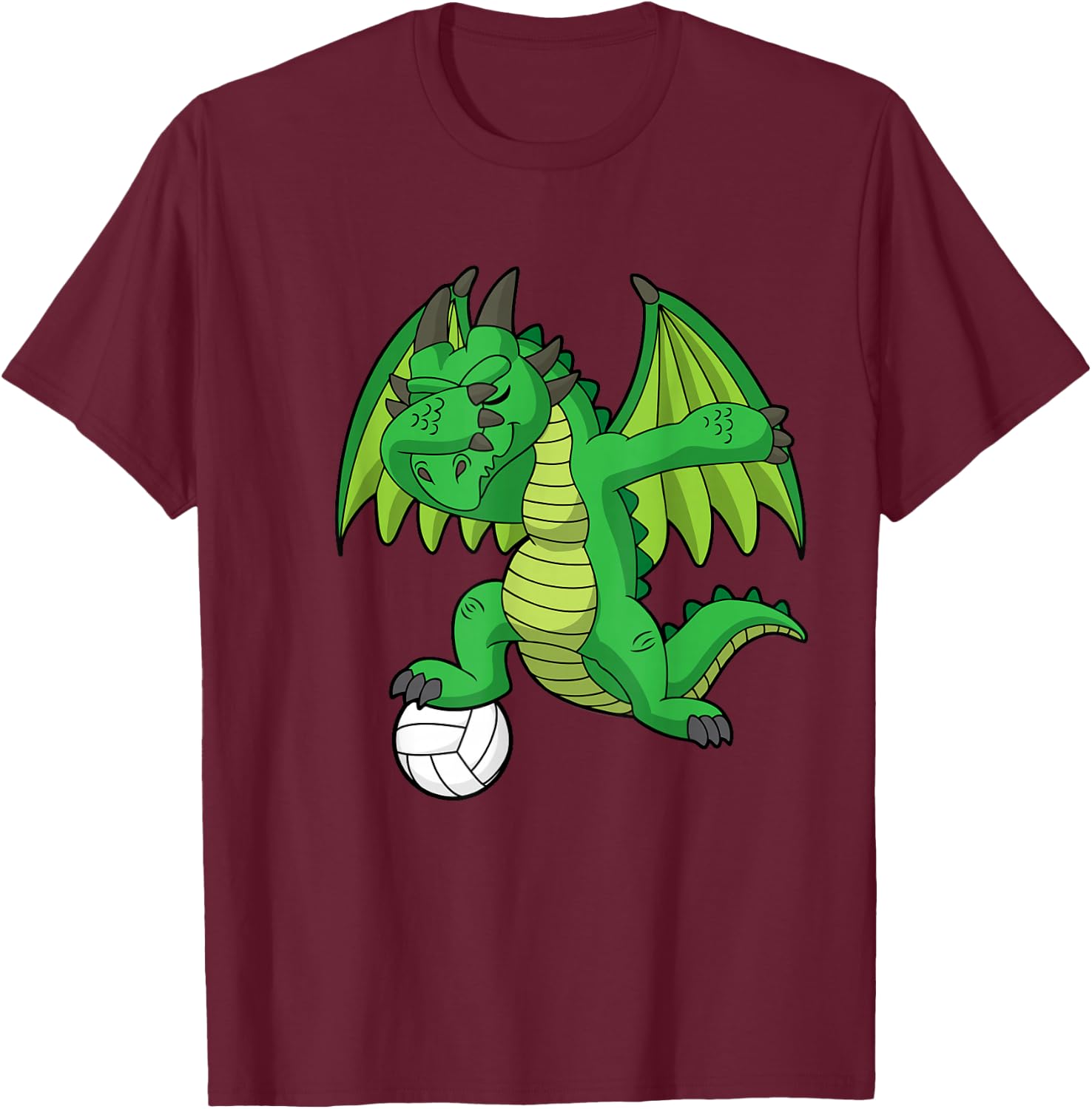 Dabbing Dragon Volleyball Dragons T-Shirt - T-Shirt | Maroon