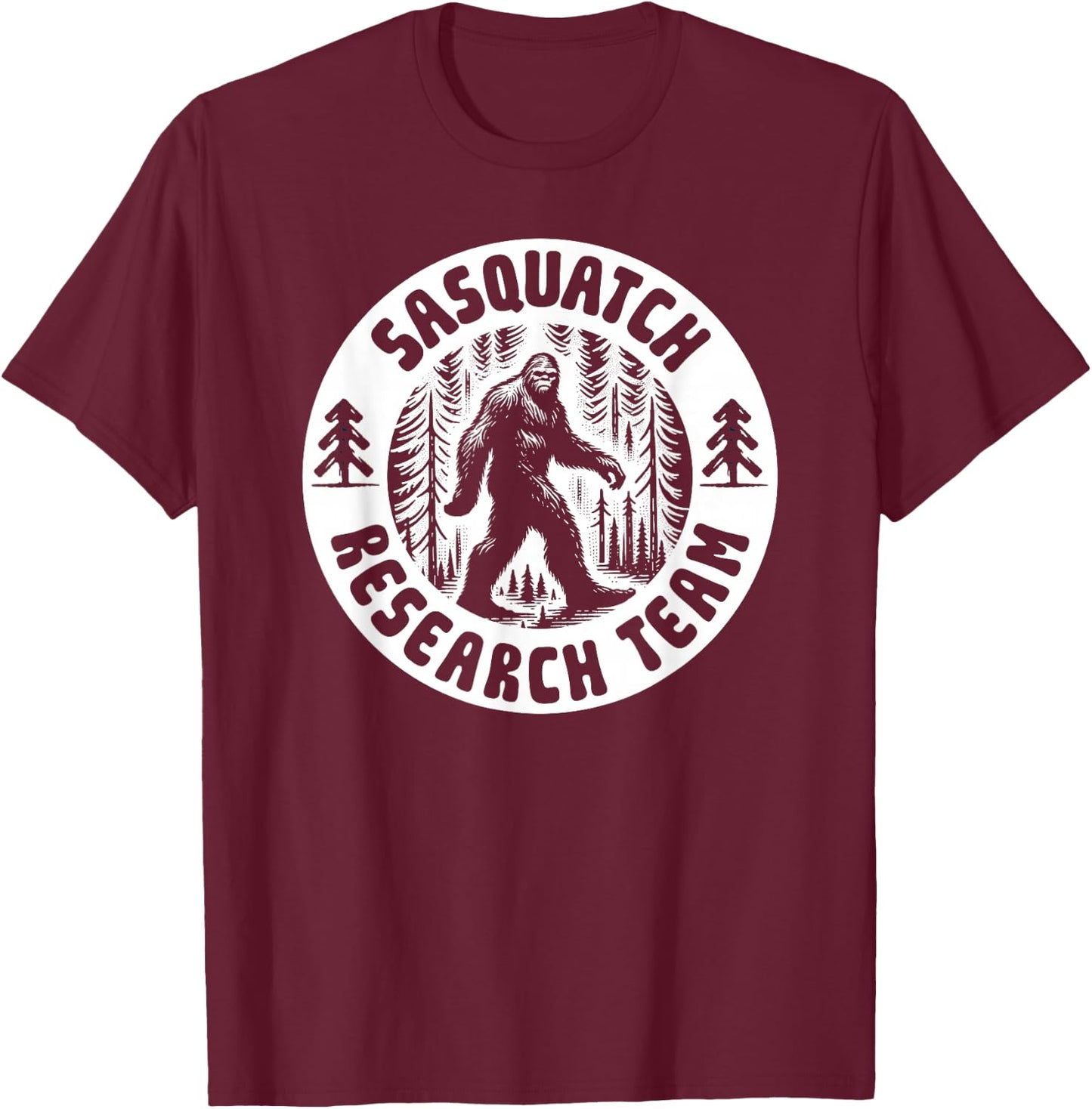 Sasquatch Research Team - Bigfoot Forest Walk T-Shirt - T-Shirt | Maroon