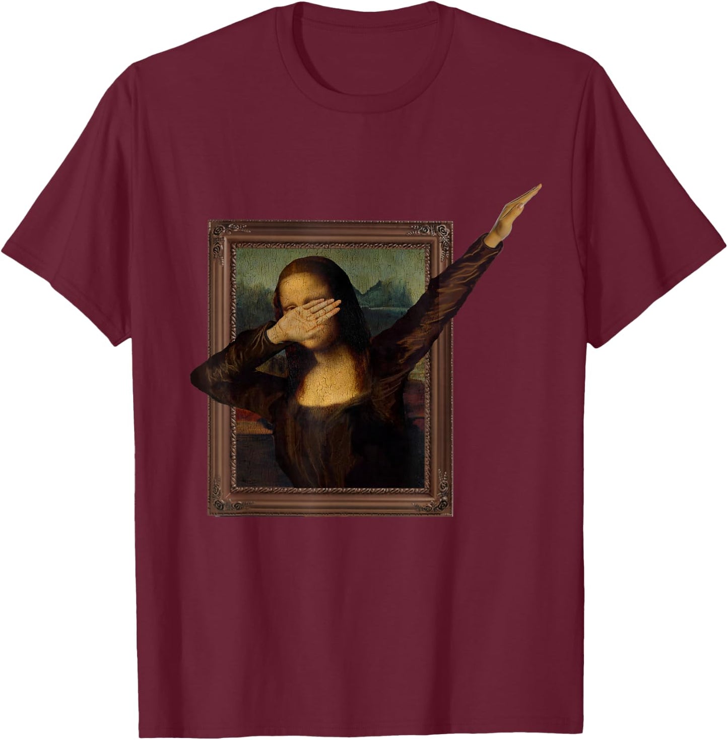 Dabbing Mona Lisa, Painting, La Gioconda T-Shirt - T-Shirt | Maroon