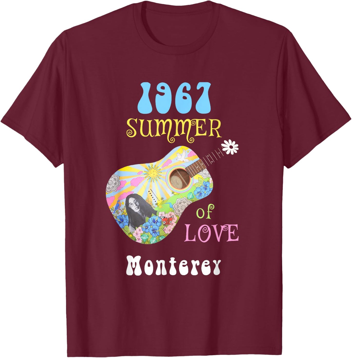 1967 Summer of Love Monterey Hippie T-Shirt - T-Shirt | Maroon