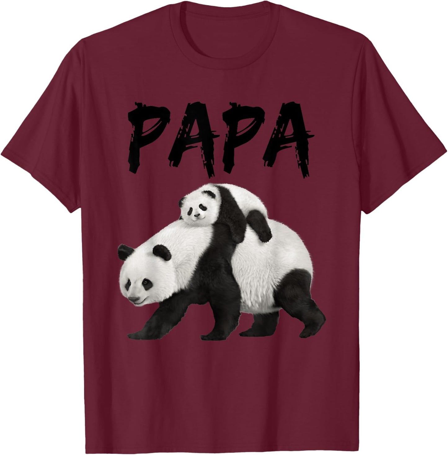 Cool Graphic Design Panda Papa Bear Dad T-Shirt - T-Shirt | Maroon