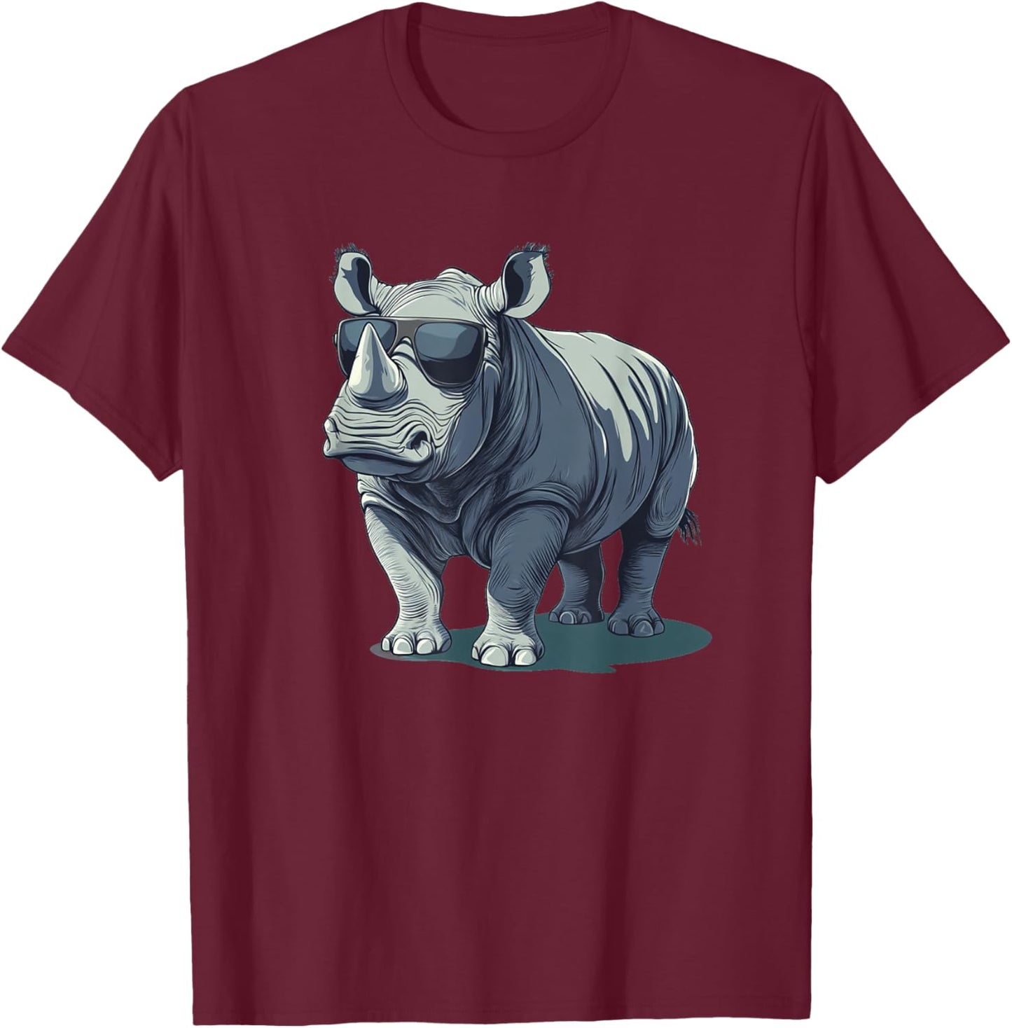 Pretty bespectacled Rhino loves Black Sunglasses Outfit T-Shirt - T-Shirt | Maroon