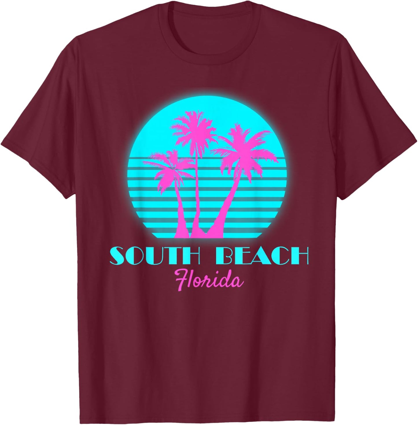 South Beach Florida Souvenir T Shirt Miami Beach T-Shirt - T-Shirt | Maroon