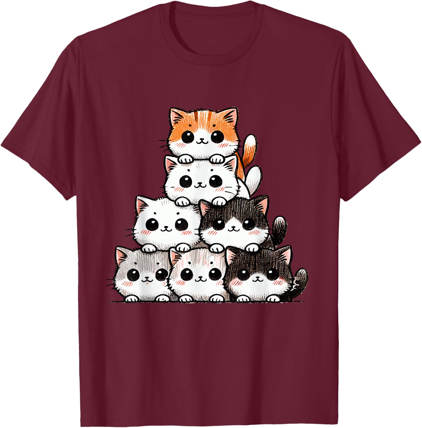 Cute Cats & Kittens, Cat Lover | Anime & Kawaii T-Shirt - T-Shirt | Maroon