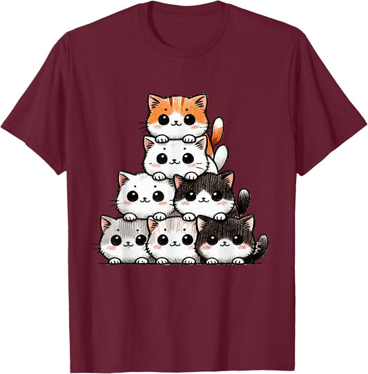 Cute Cats & Kittens, Cat Lover | Anime & Kawaii T-Shirt - T-Shirt | Maroon