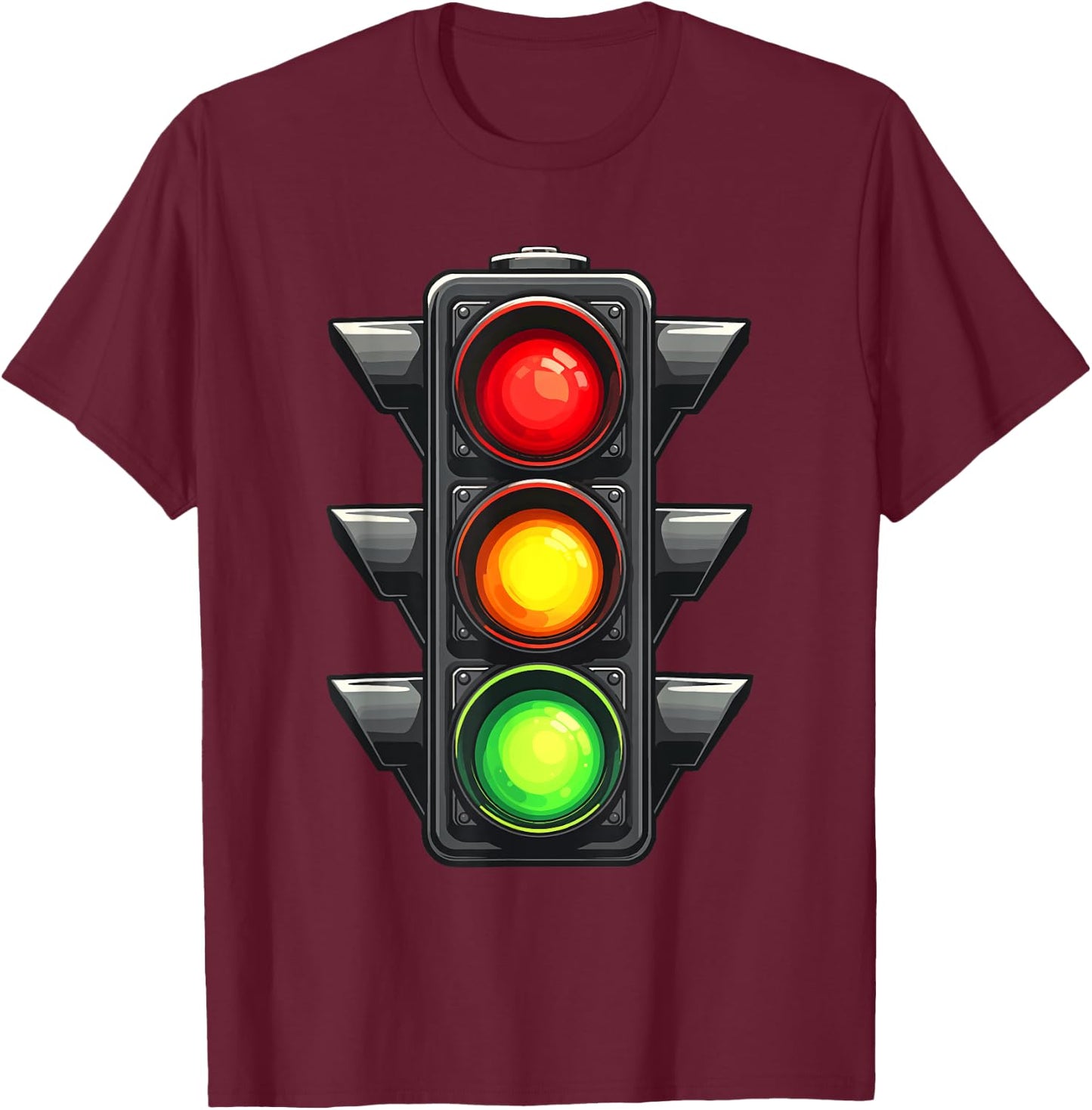 Traffic Light Shirt Adult Kids Traffic Light Costume T-Shirt - T-Shirt | Maroon