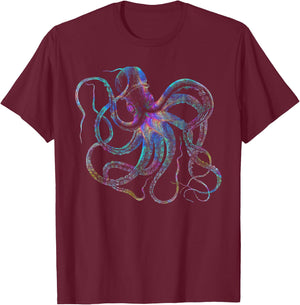 Psychedelic Octopus - Kraken T-Shirt - T-Shirt | Maroon