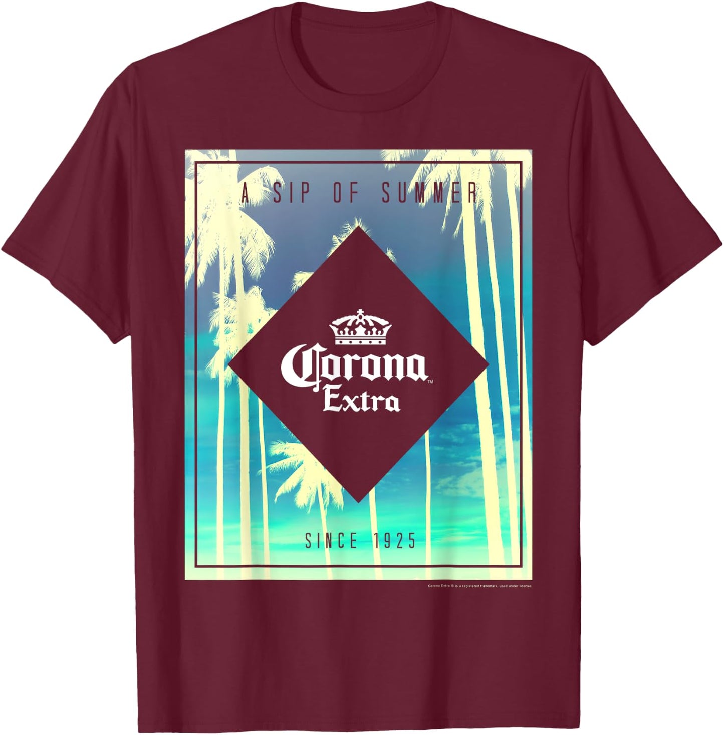 Officially Licensed Corona Extra Mulicolor T-Shirt - T-Shirt | Maroon