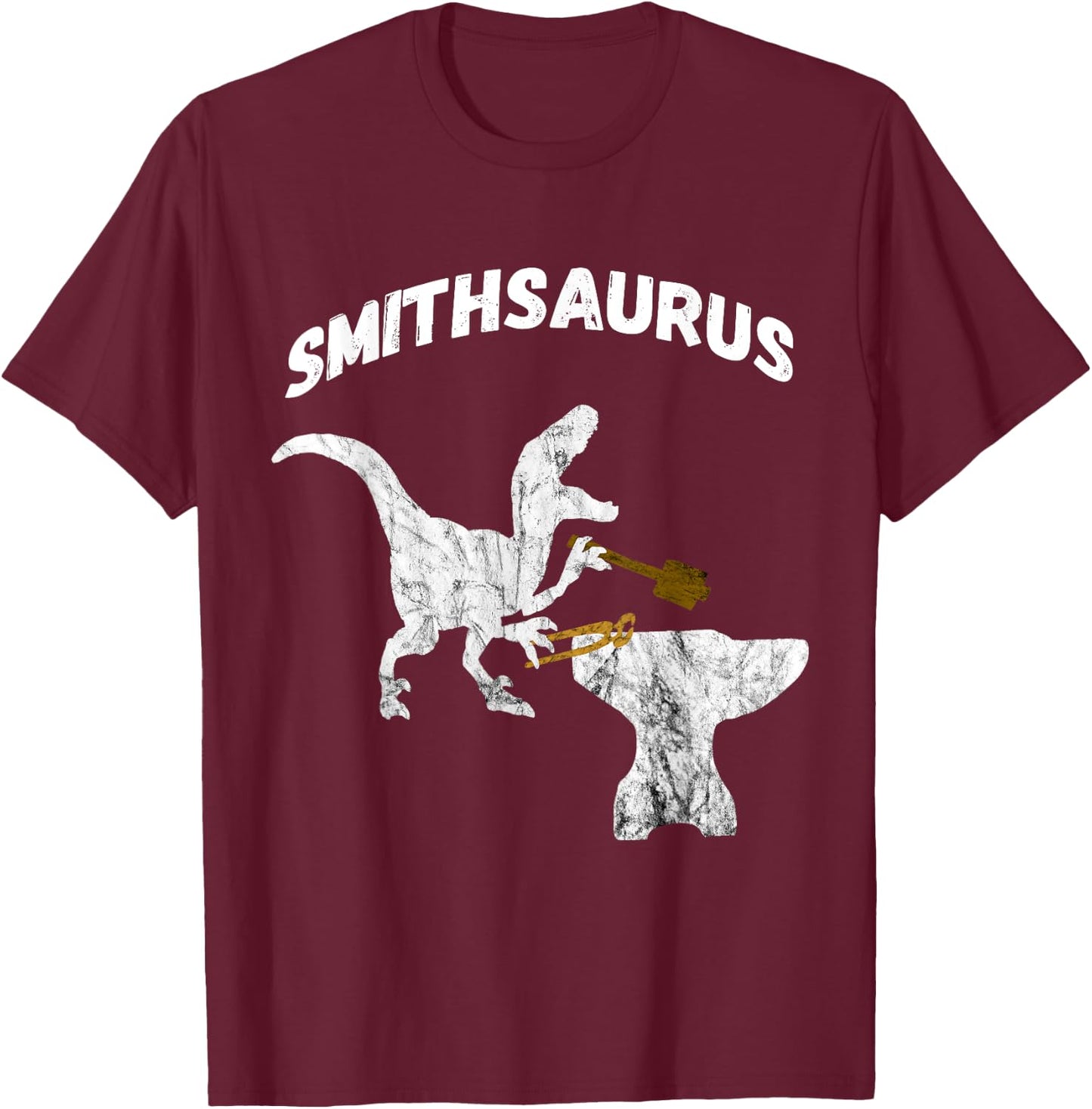 Cool Sledge Hammer Metalworker Shirt Gifts Dinosaurs Blacksmith Tongs Blacksmithing Funny -Adults Black Short Sleeve Classic Fit Cotton Novelty T-Shirt - T-Shirt | Maroon