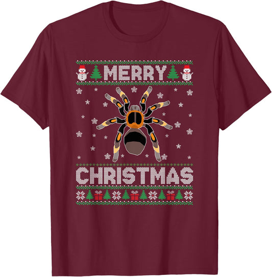 Tarantula Animal Men Women Kids Ugly Christmas Sweater T-Shirt - T-Shirt | Maroon