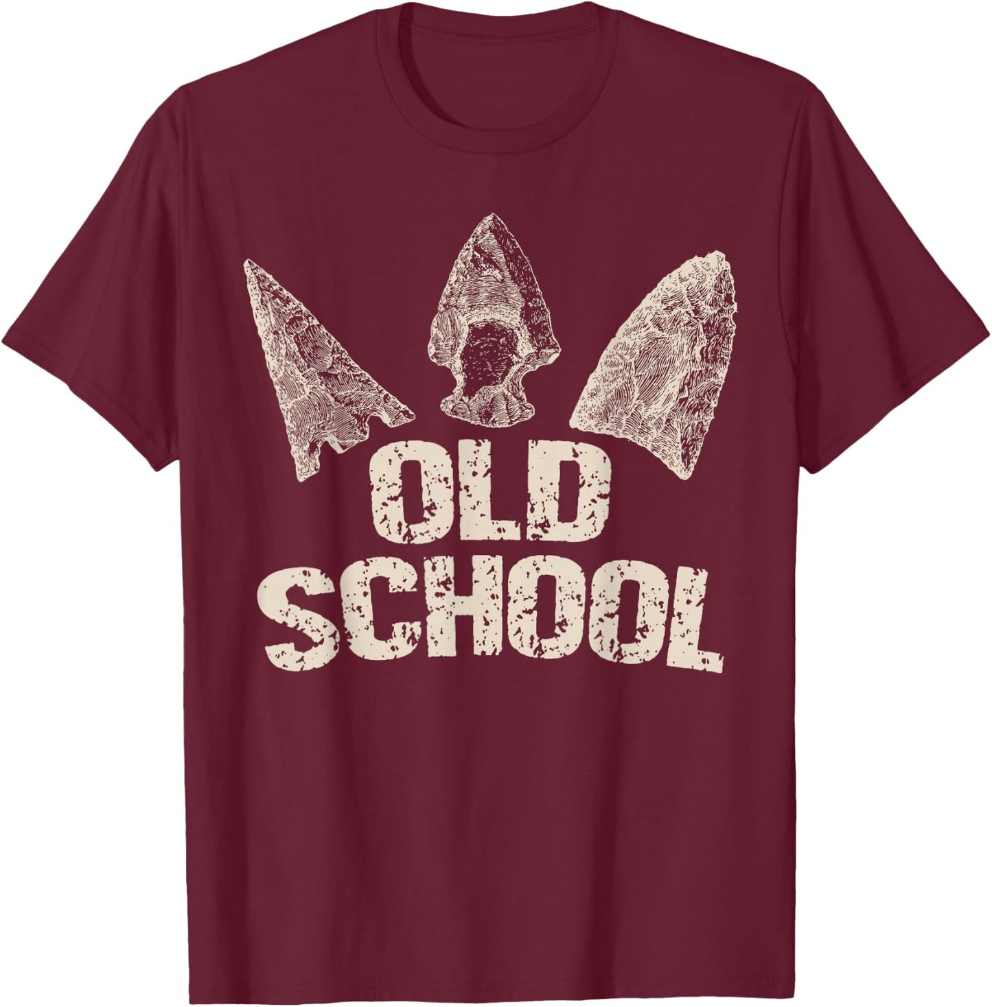Vintage Arrowhead Hunting Old School Archery Arrow Heads T-Shirt - T-Shirt | Maroon