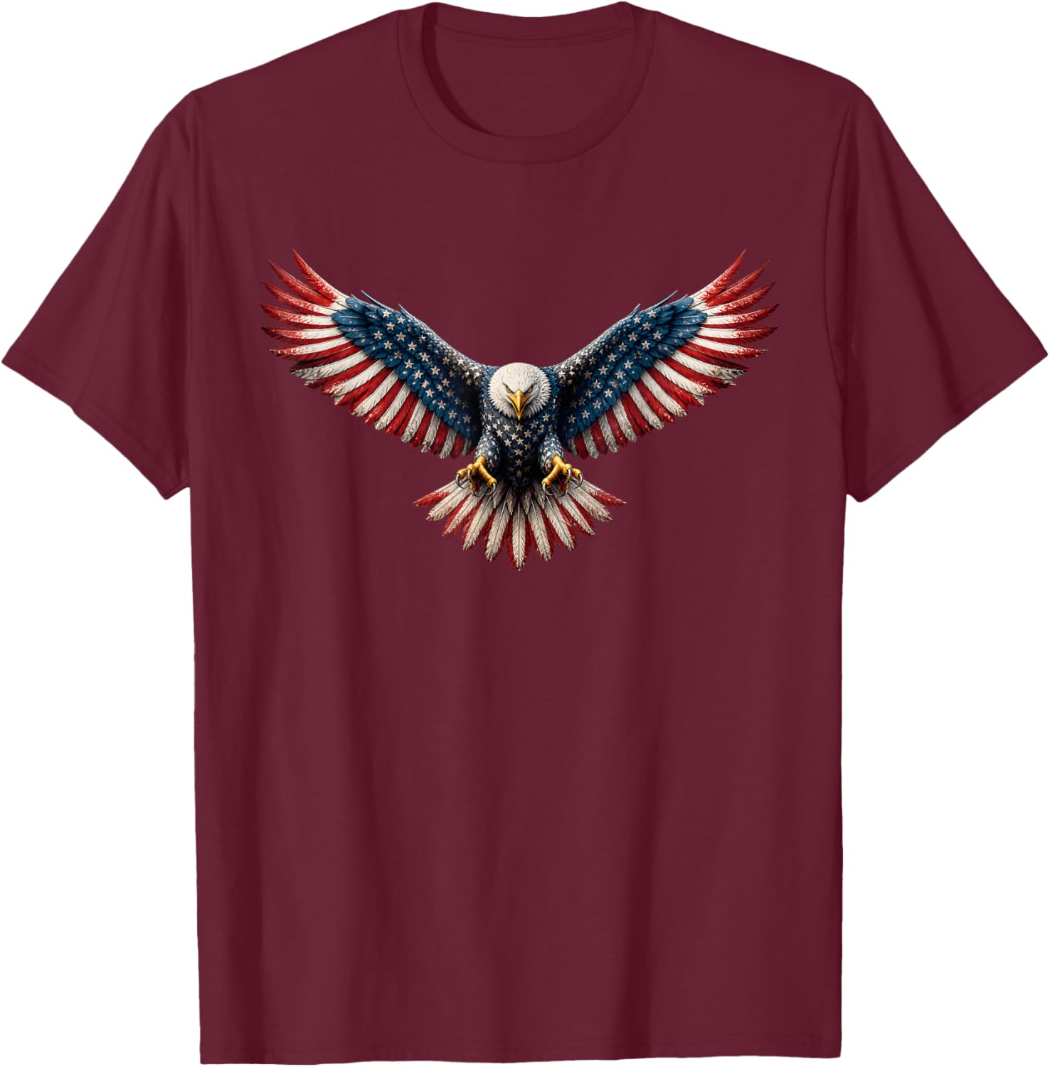 Eagle USA American Flag Fourth of July Patriotic Men Boys T-Shirt - T-Shirt | Maroon