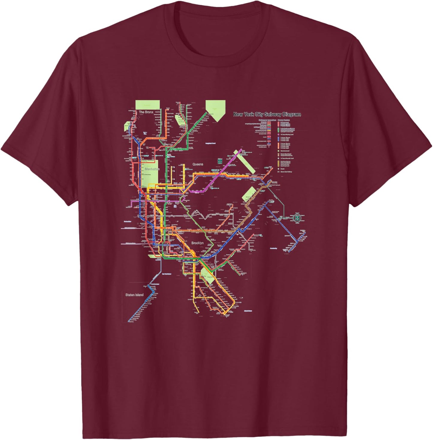 New York City Metro Map Art I Heart NY Souvenir Gifts T-Shirt - T-Shirt | Maroon