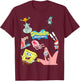Spongebob Squarepants Logo with Friends T-Shirt - T-Shirt | Maroon