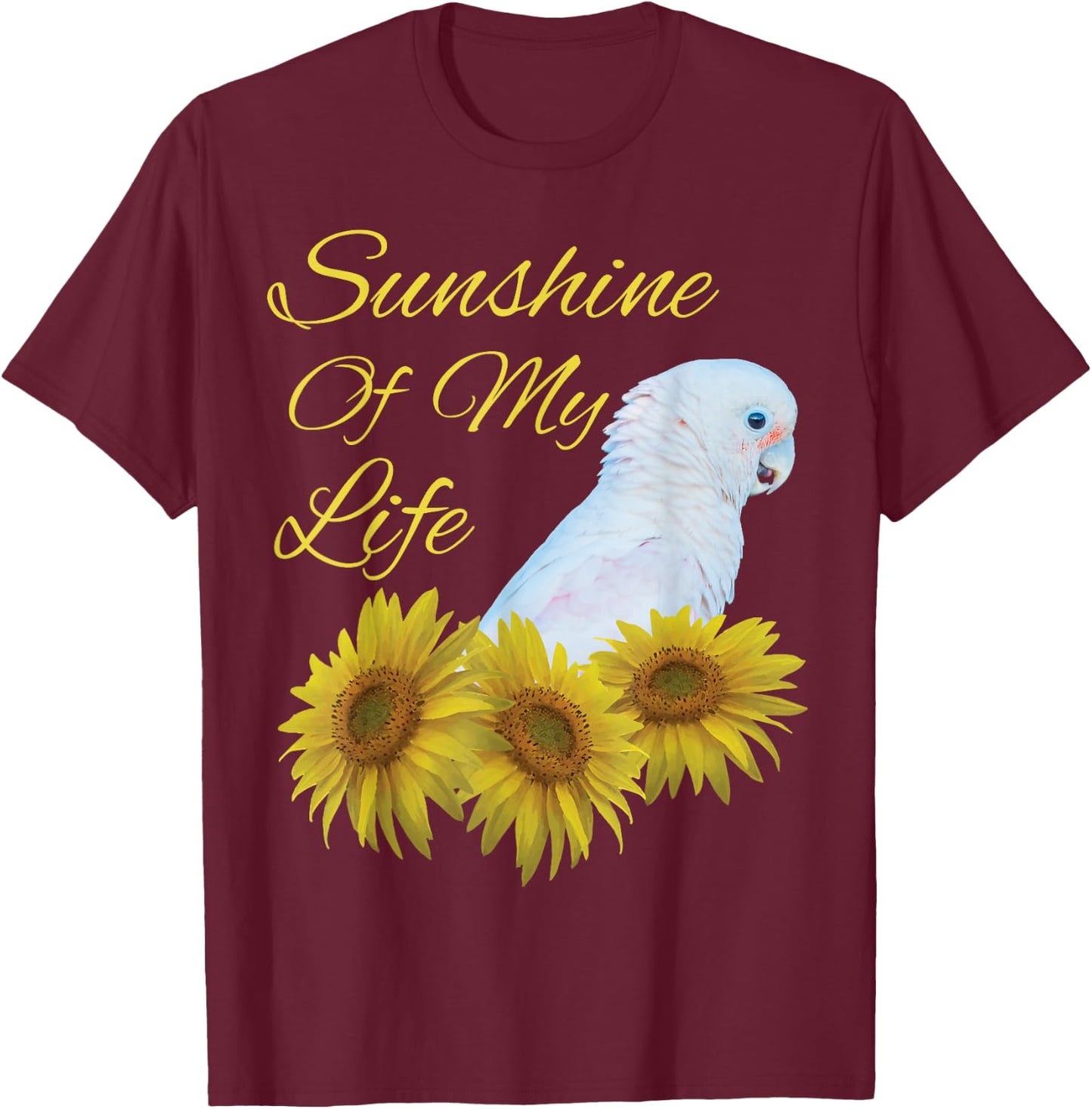 Goffins Cockatoo Parrot Sunshine Sunflower T-Shirt - T-Shirt | Maroon
