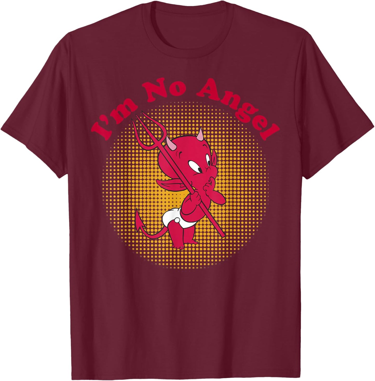 Hot Stuff The Little Devil I'm No Angel Portrait T-Shirt - T-Shirt | Maroon