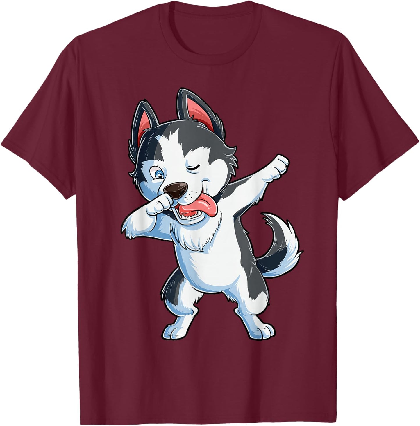 Dabbing Siberian Husky Dog Lover Boys Kids Dab Funny Gifts T-Shirt - T-Shirt | Maroon