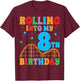 Rolling Into My 8th Birthday Roller Coaster 8 Years Old T-Shirt - T-Shirt | Maroon