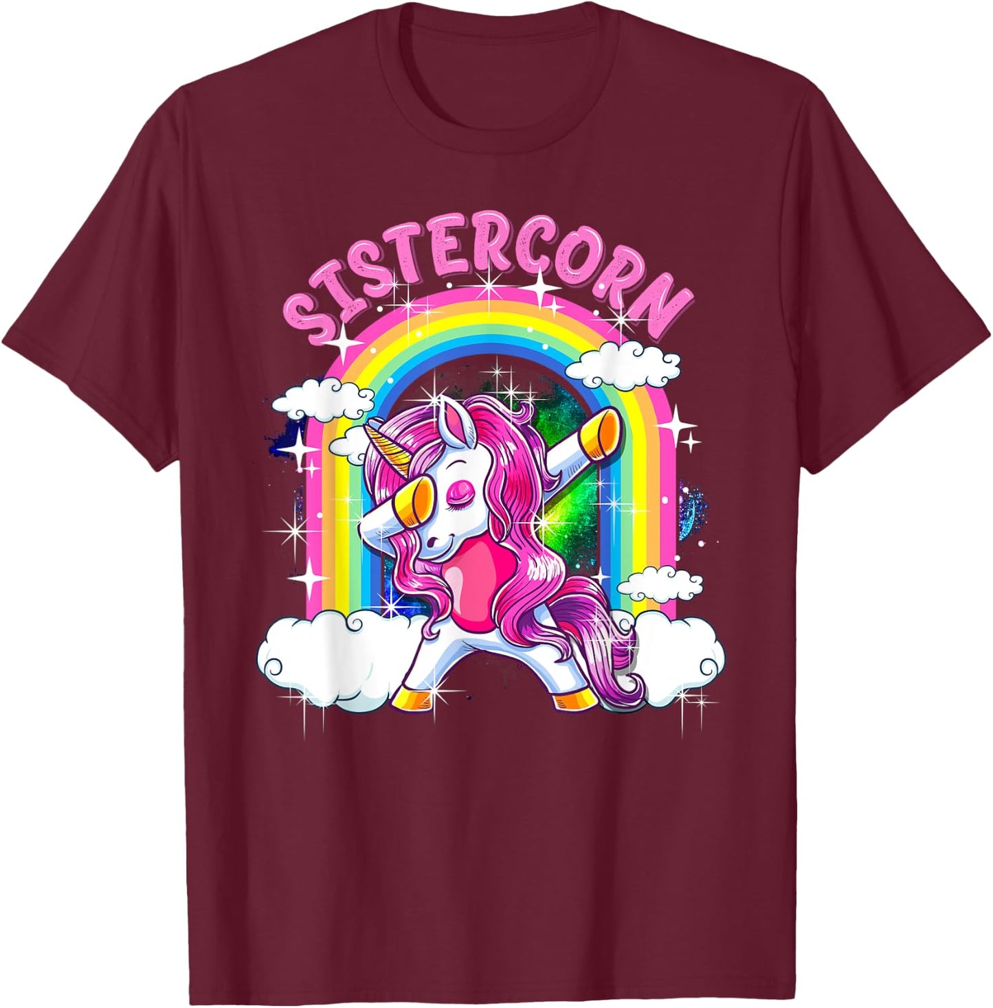 Sistercorn Shirt Dabbing Unicorn Cute Sister Gifts T-Shirt - T-Shirt | Maroon