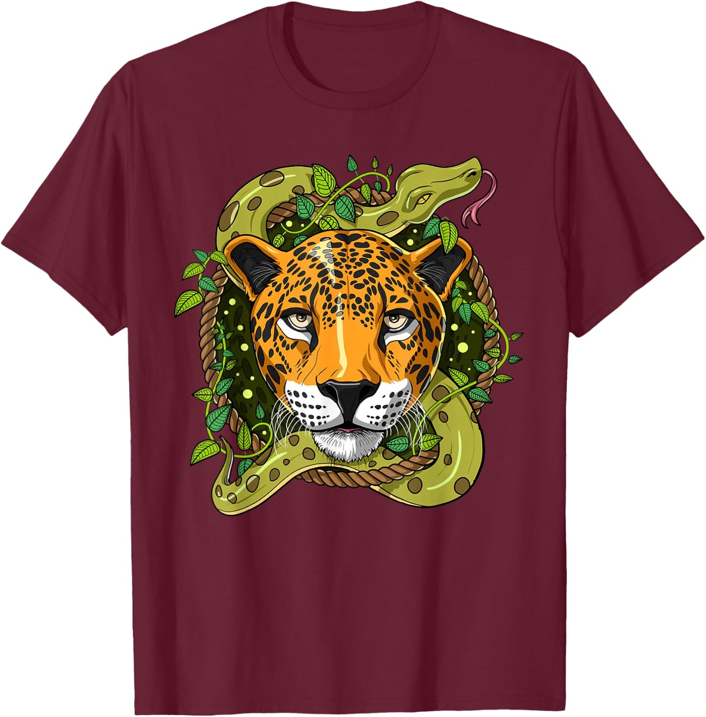 Jaguar Snake Forest Jungle Animals Jaguar Lover T-Shirt - T-Shirt | Maroon