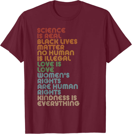 Vintage, Retro Science Is Real, Black Lives Matter Shirt T-Shirt - T-Shirt | Maroon