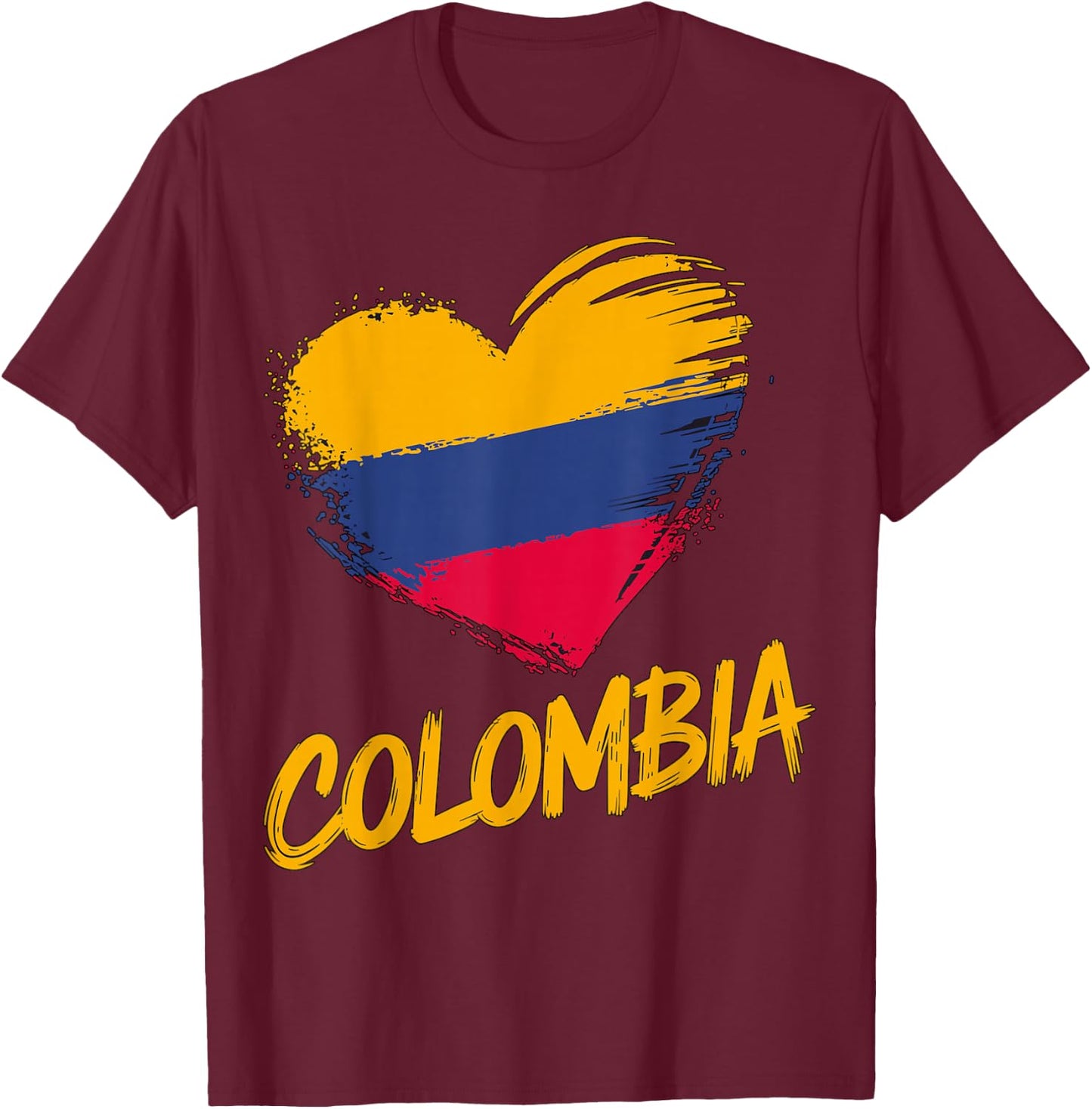 Magical and Funny Colombian Gifts Colombia Heart Colombian Flag - Black, Small, , Short Sleeve T-Shirt - T-Shirt | Maroon