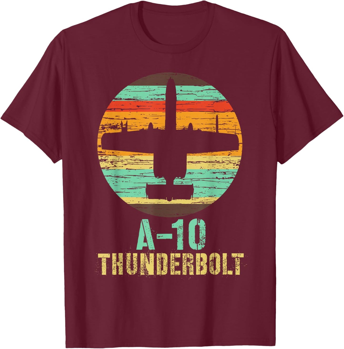 Vintage A-10 Thunderbolt II Warthog Military Airplane T-Shirt - T-Shirt | Maroon