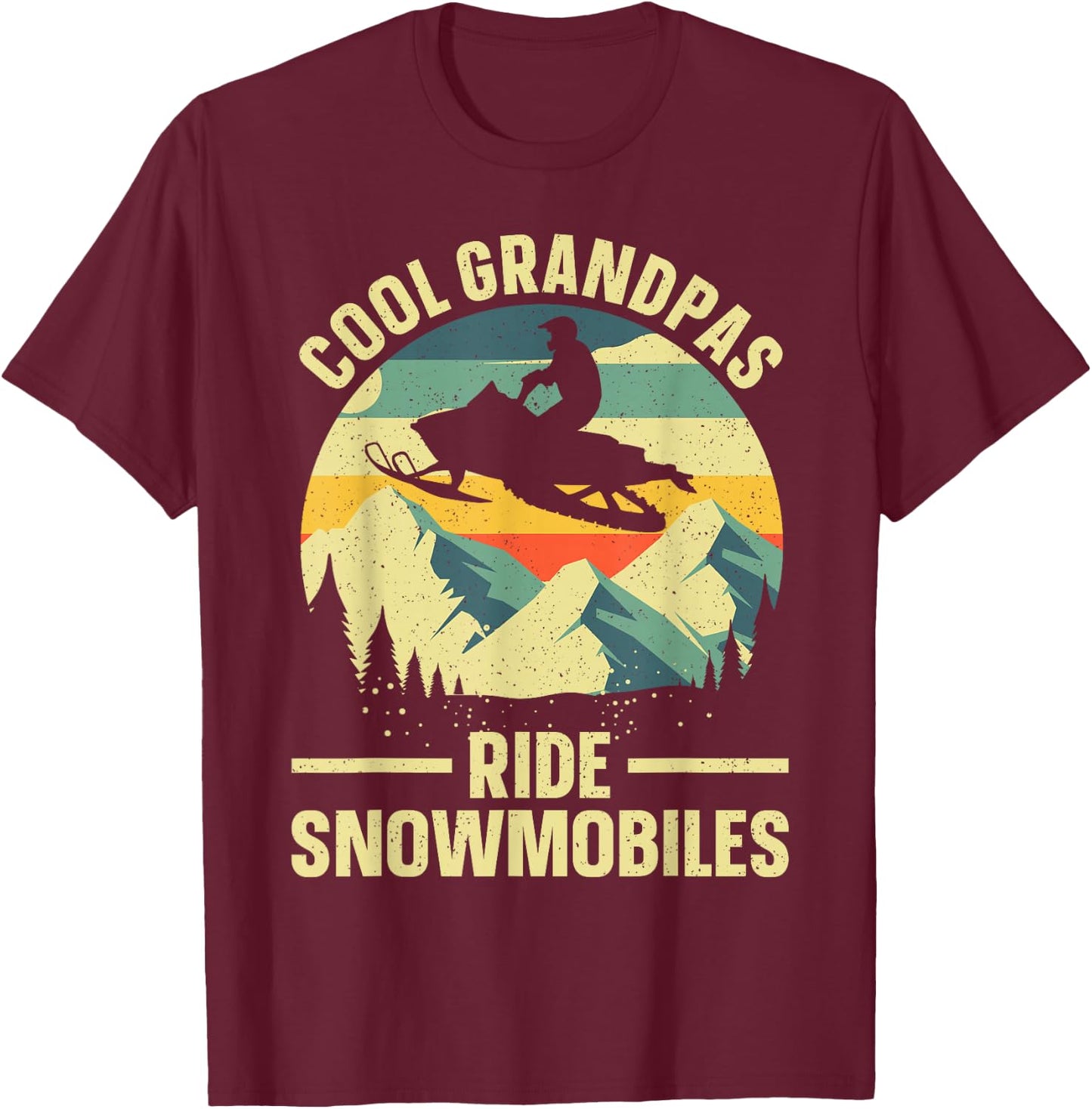 Cool Snowmobile Art Grandpa Snowmobiling Snowmobile T-Shirt - T-Shirt | Maroon