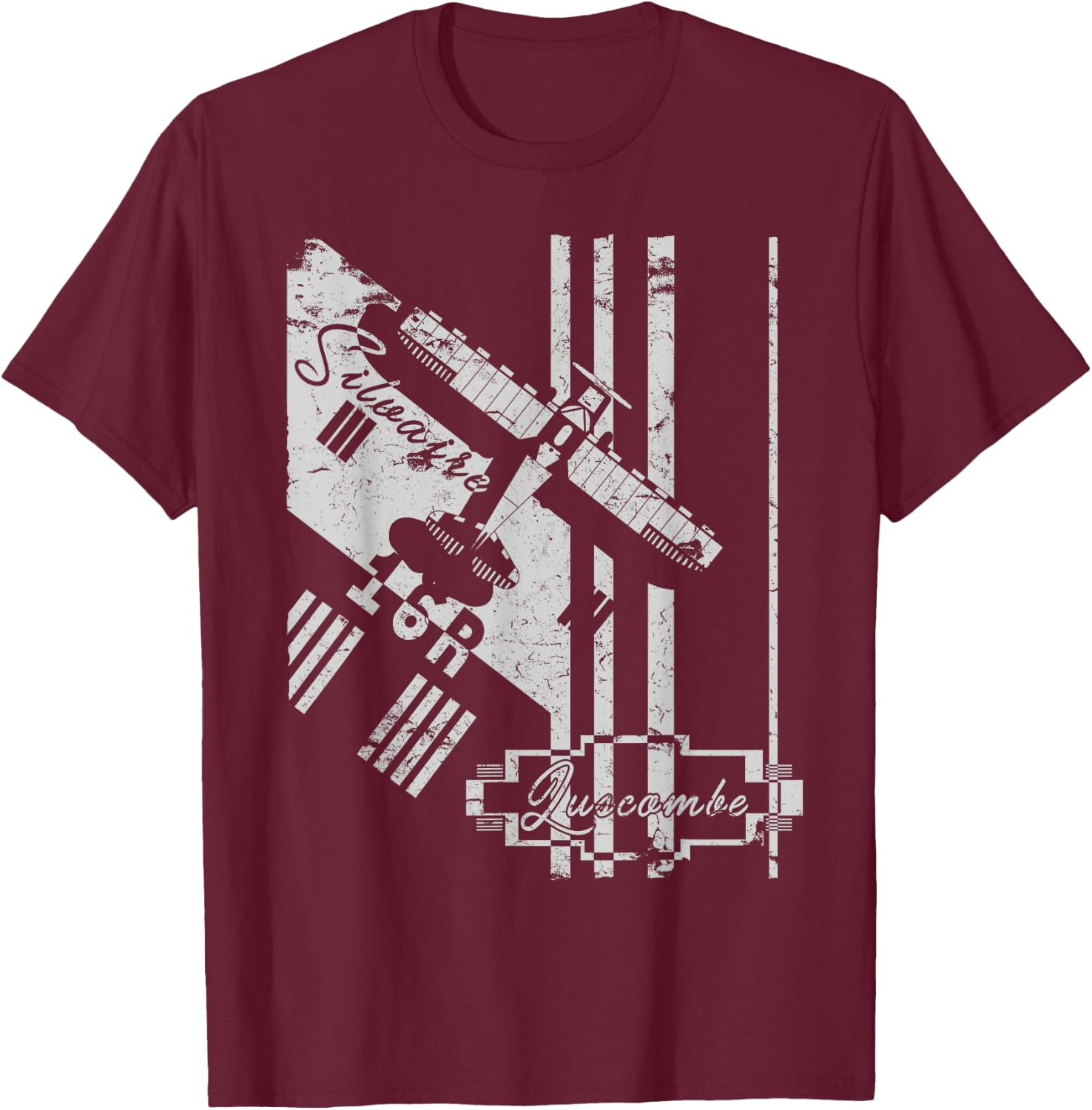 Luscombe Silvaire 8A Art Deco Vintage Aircraft Pilot T-Shirt - T-Shirt | Maroon