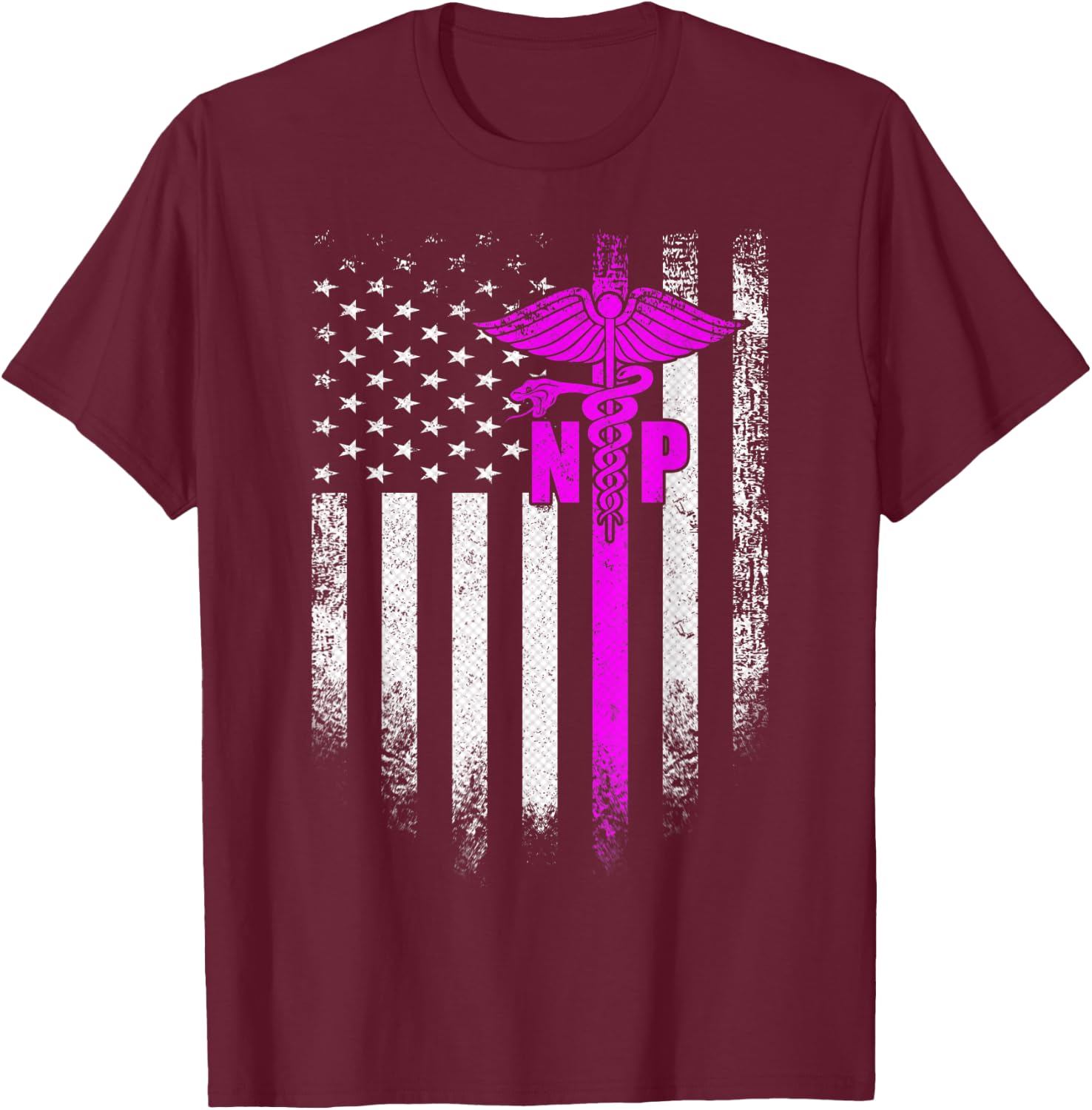 Vintage USA NP Nurse Practitioner American Flag Patriotic T-Shirt - T-Shirt | Maroon