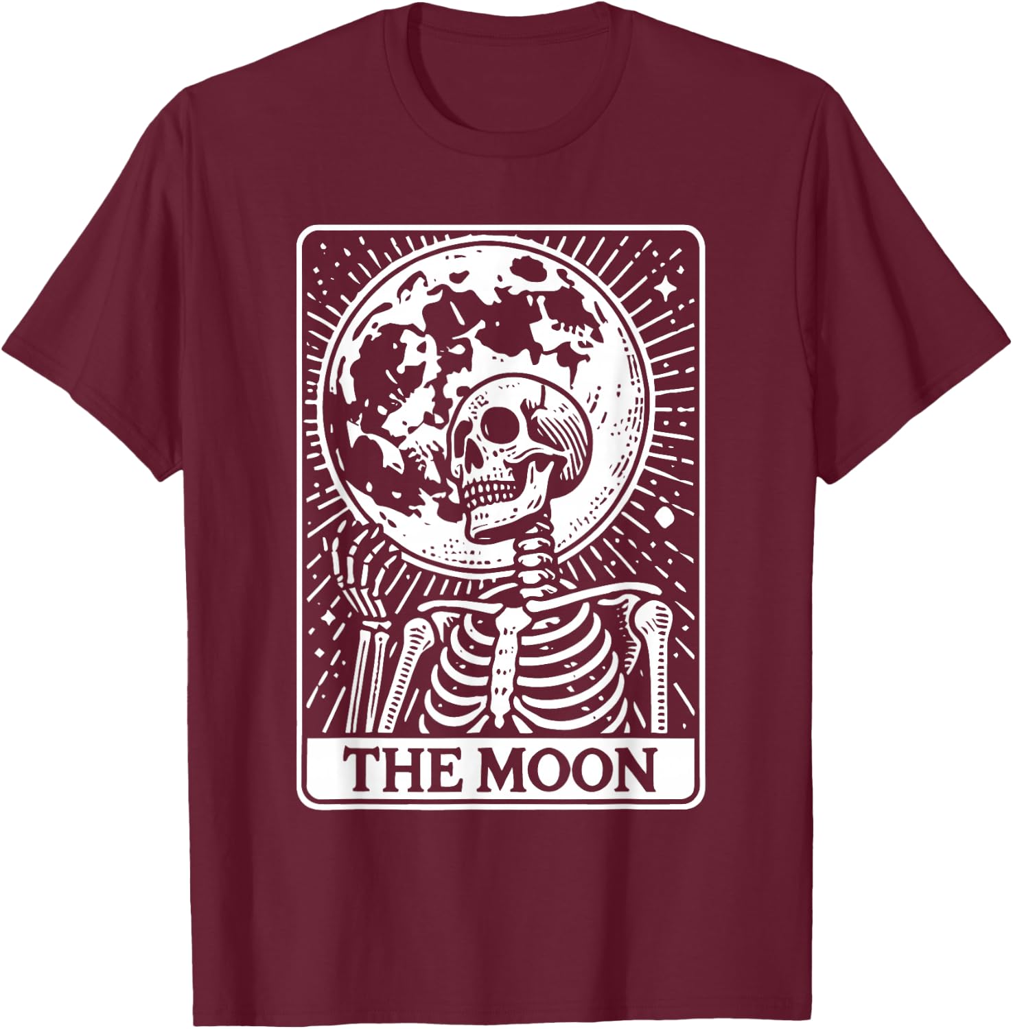 Tarot Card Emo - Occult Gothic The Moon T-Shirt - T-Shirt | Maroon