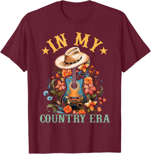 In My Country Era Funny Guitar Western Man Woman T-Shirt - T-Shirt | Maroon