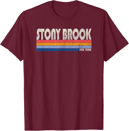 Vintage 70s 80s Style Stony Brook NY T-Shirt - T-Shirt | Maroon