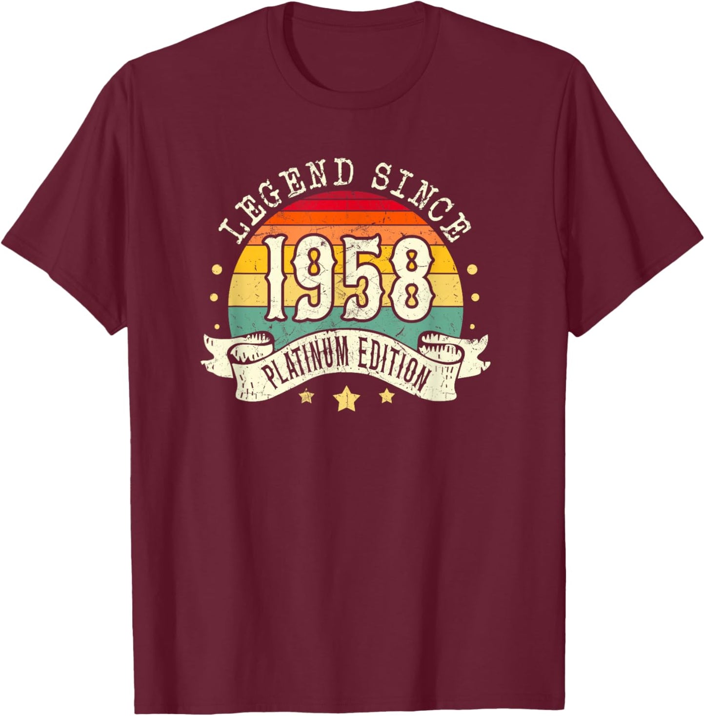 Born in 1958 Legend Platinum Edition Simple 1958 Birthday T-Shirt - T-Shirt | Maroon