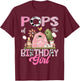 Pops Of The Birthday Girl Farm Cow Pink 1St Birthday T-Shirt - T-Shirt | Maroon