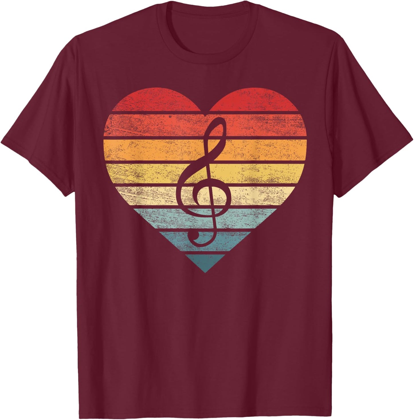 Music Teacher Gifts Retro Sunset Note Music School Musician T-Shirt - T-Shirt | Maroon