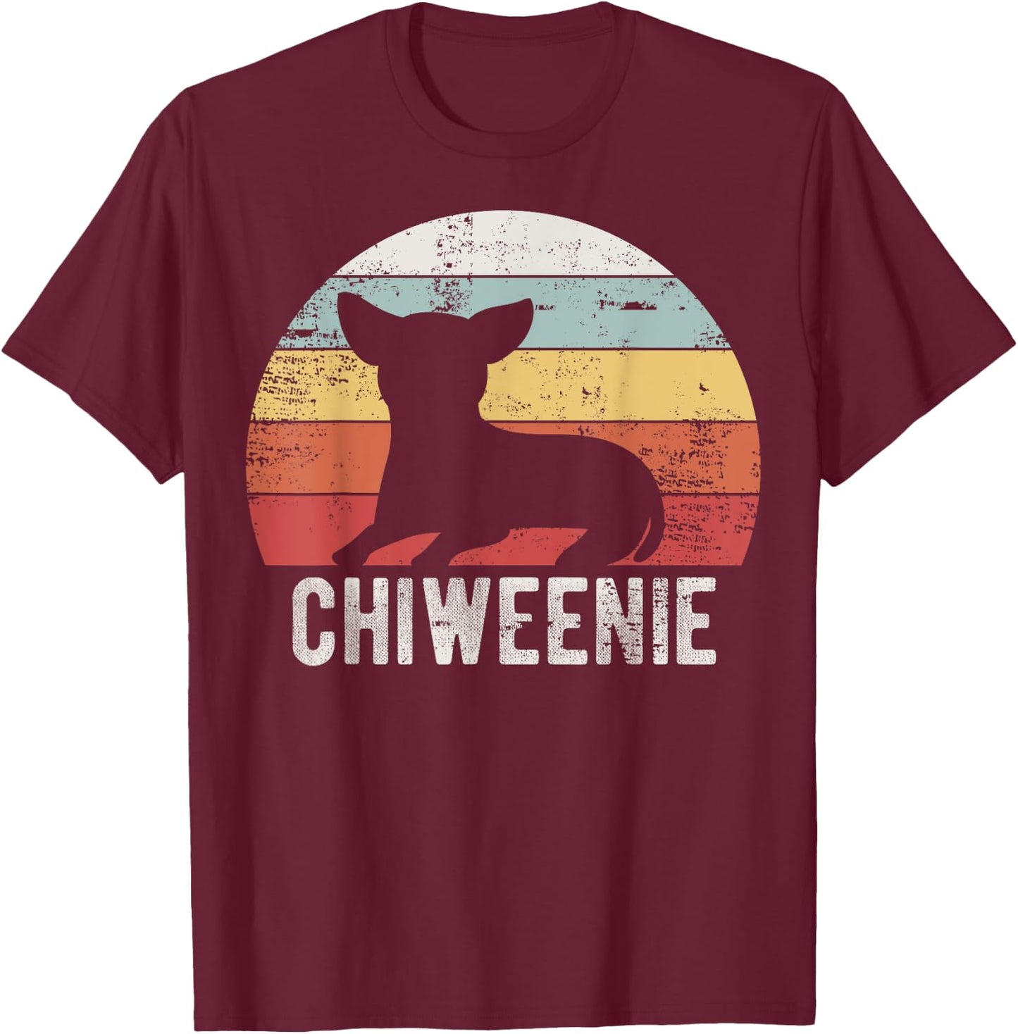 Cute Retro Chiweenie Silhouette Gift Chiweenies T-Shirt - T-Shirt | Maroon