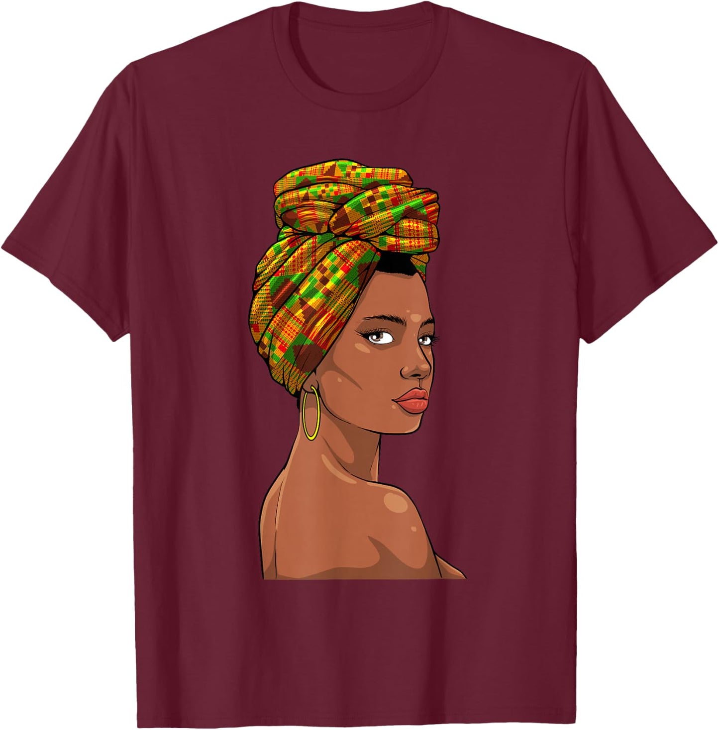 Best African Art Girls Kente Cloth African Print T-Shirt - T-Shirt | Maroon