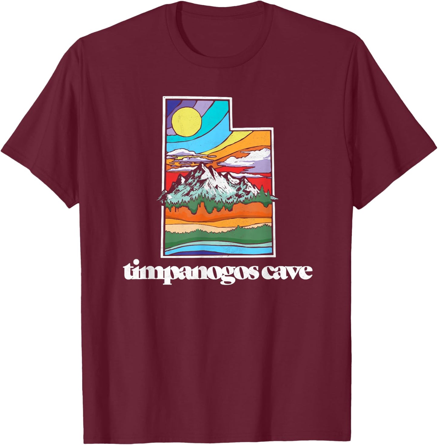 Timpanogos Cave Utah Vintage Nature Outdoor Graphic T-Shirt - T-Shirt | Maroon