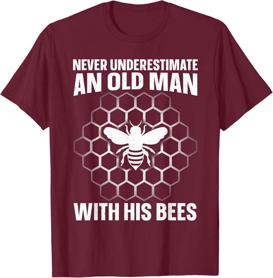 Beekeeping Art Dad Grandpa Bee Apiary Beekeeper T-Shirt - T-Shirt | Maroon