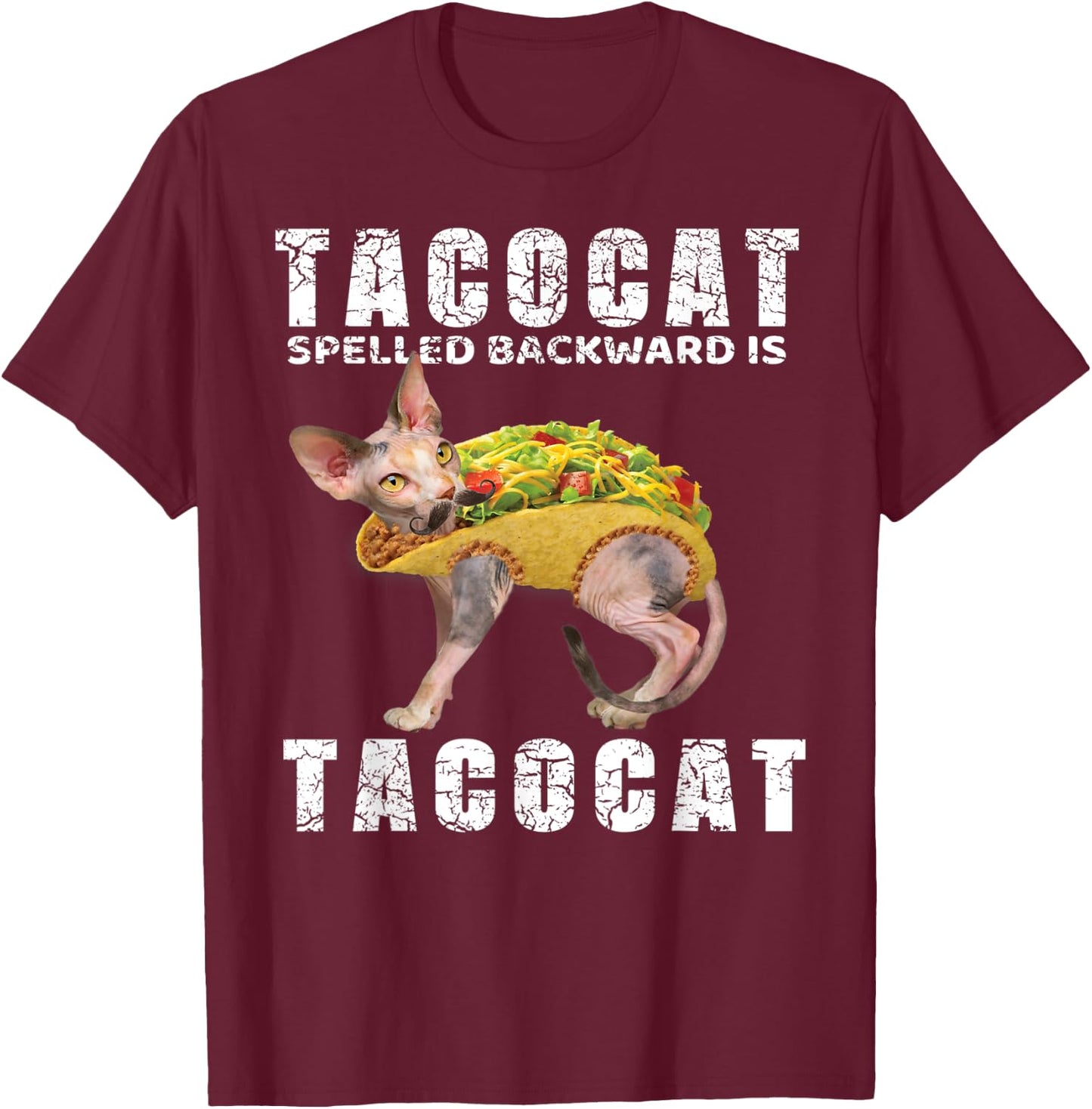Mexican Food Shirt Tacocat Spelled Backward Is Tacocat Men Women Kids T-Shirt - T-Shirt | Maroon