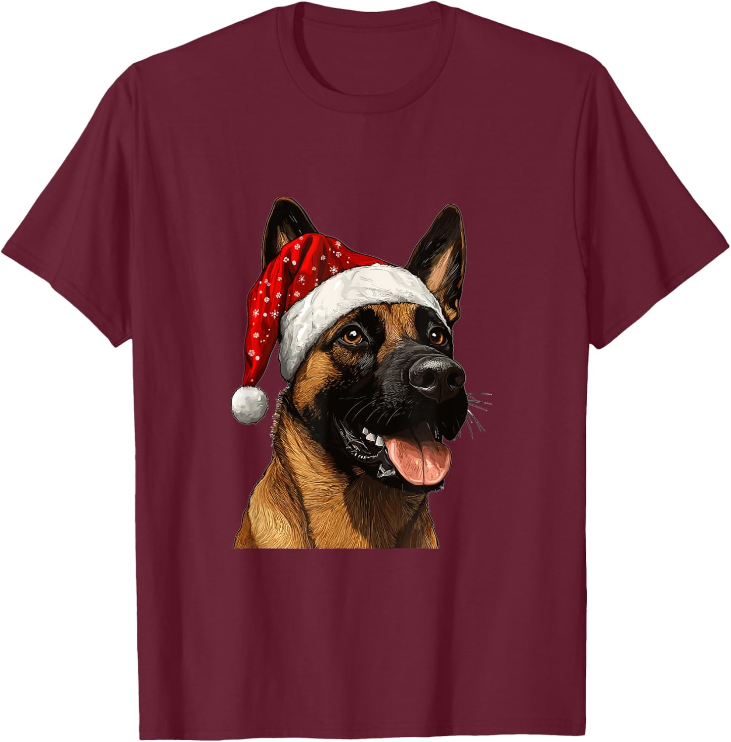 Cute Belgian Malinois Dog Christmas Merry X-mas Graphic T-Shirt - T-Shirt | Maroon